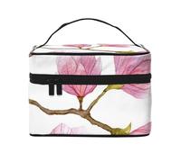 Magnolia biancaBorsa per il trucco, borsa cosmetica portatile per donna - Organizer da viaggio per cosmetici, regalo per momenti speciali