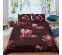 magnolia bloomsSet Di Copripiumino microfibra 3 Pezzi stampa 3D con cerniera botanical floral design copripiumino con federa traspirante ultra morbido e traspirante for bambini Super king（260x220cm）