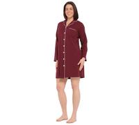 Magnolia Lounge Camicia da notte da donna a maniche lunghe, in cotone, con | Gepeacher, jersey di cotone ultra morbido e traspirante, lunghezza al ginocchio, con tasca sul petto, Oeko-Tex Standard 100