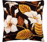 Magnolia of Gold. Needlepoint Kit. Cuscino per copriletto, 45,5 x 45,7 cm, tela stampata per tappezzeria, qualità europea