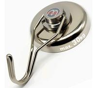 Magnosphere Gancio magnetico ruotabile Ø 38 mm - Argento - Forza di attrazione 30 kg - Magnete neodimio in pentola di acciaio con gancio - ruotabile liberamente di 360°