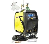 Magnum THF 238 PRO LCD v2 TIG Saldatrice AC DC Alluminio 200A Set - Include bombola a gas Argon da 8 l, riduttore di pressione rotametro e accessori - Accensione HF Inverter saldatrice Bestsalden.de