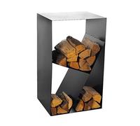 Magnus, Colonna Porta-Legna Cube per Camino, Acciaio, Nera, 45 x 30 x 80 cm, Legna da Ardere