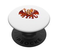 Mago della fiamma retrò che cavalca il drago sputafuoco magico 16-bit PopSockets PopGrip Adesivo