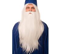 Mago Periquecke in bianco in un set con barba bianca per uomo e donna Mago Mago Gandalf Merlino Carnevale