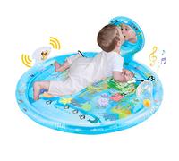 MAGOSIS Tappetino da gioco ad acqua 4 in 1 per bambini - Gonfiabile Tummy Time Matte con specchio, anelli e sonagli, giocattolo sensoriale per ragazze e ragazzi dai 3 6 9 12 mesi