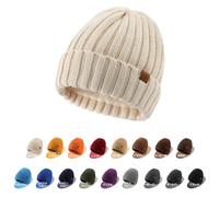 Magracy Berretto da uomo invernale termico per uomo donna classico lavorato a maglia, Beige, Taglia unica