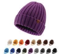 Magracy Berretto da uomo invernale termico per uomo donna classico lavorato a maglia, Viola, Taglia unica