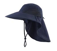 Magracy Cappello da Sole a Tesa Larga da Esterno da Donna da Uomo con Patta sul Collo Cappello di Protezione UV in Rete Cappelli da Pesca da Giardino Blu Navy