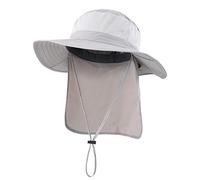 Magracy Cappello da Sole a Tesa Larga da Esterno da Donna Unisex in Rete UPF50+ Cappelli da Safari con Cappelli da Pesca con Risvolto sul Collo Grigio Chiaro