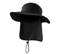 Magracy Cappello da Sole a Tesa Larga da Esterno Unisex da Donna Mesh UPF50+ Cappelli da Safari con Cappelli da Pesca con Flap al Collo Nero