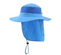 Magracy Cappello da Sole a Tesa Larga da Esterno Unisex da Donna Mesh UPF50+ Cappelli da Safari con Flap al Collo Cappelli da Pesca Blu