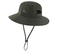 Magracy Cappello da sole con coda di cavallo UPF 50+, con visiera larga, protezione UV, impermeabile, Verde militare, Taglia unica