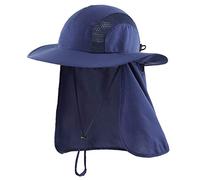 Magracy, cappello da sole da uomo con protezione solare UPF 50+, estivo, a tesa larga, con patta sul collo blu navy Taglia unica