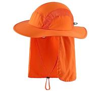 Magracy Cappello da sole da uomo UPF 50+, protezione solare Safari, estivo, a tesa larga, con aletta per il collo, Colore: arancione., Taglia unica