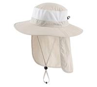 Magracy Cappello da sole unisex per esterni, con tesa larga, in rete UPF50+, cappelli safari con aletta per il collo, cappelli da pesca, beige., Taglia unica