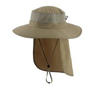 Magracy Cappello da sole unisex per esterni, con tesa larga, in rete UPF50+, cappelli safari con aletta per il collo, cappelli da pesca, Verde cachi chiaro, Taglia unica