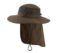 Magracy Cappello da sole unisex per esterni, con tesa larga, in rete UPF50+, cappelli safari con aletta per il collo, cappelli da pesca, Marrone oliva, Taglia unica
