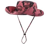Magracy Mens Camouflage UPF50+ Cappello da Sole Tesa Larga Protezione UV Cappello da Safari Cappello da Pescatore Unisex Cappelli da Pesca Rosa
