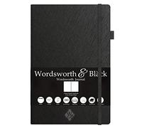 Magro Classico Bullet Grid Notebook | Copertina rigida A5 5,8 x 8,3 | Pagine leggere e numerate | Diario punteggiato | Pelle, tasca interna, carta avorio 120 GSM | Nero
