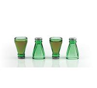 Mags Set di 4 Bicchierini da liquore, in Vetro e Metallo, in Confezione Regalo, Colore: Verde