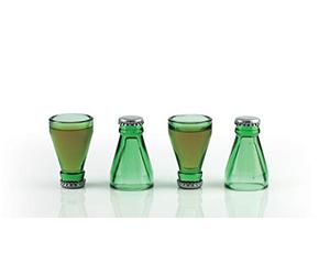 Mags Set di 4 Bicchierini da liquore, in Vetro e Metallo, in Confezione Regalo, Colore: Verde