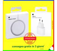 MAGSAFE CHARGER WIRELESS PER APPLE IPHONE + CARICABATTERIA ORIGINALE 20W OMAGGIO