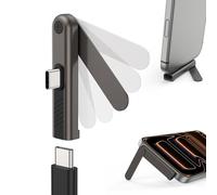 MagSync Supporto per telefono con adattatore USB C, adattatore per cavalletto compatto 2 in 1, ricarica rapida da 60 W durante la visione, design ad angolo retto, supporto da scrivania per la