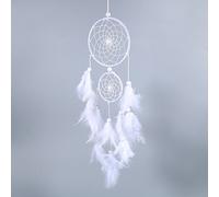 MAGT Acchiappasogni Indiano Acchiappasogni con Piuma Dream Catcher 11 x 46 cm in Piume di Perla con Campanelli Eolici