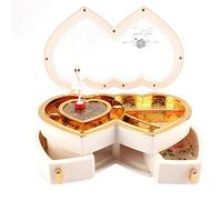 MAGT Scatola Musicale, Portagioie Musicale Carino Carillon a Forma di Cuore Carillon Portagioie con Ballerina per Bambine (Bianco)