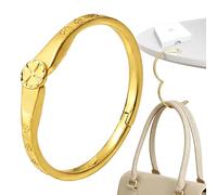MAGTOBO Gancio per borsa da tavolo, placcato oro 18 K, braccialetto rigido da donna, 2 in 1, portatile, con scatola regalo per amici e amanti, per riempire la calza della Befana