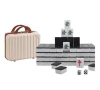 Mah Jong Set - 144 pietre da gioco, gioco a mano con scatola, cinese per giocare sociale