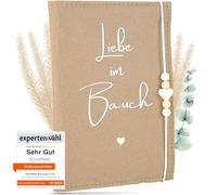 MAHEWA Custodia Premium per il passaporto della mamma in feltro, con scomparto per immagini a ultrasuoni e bigliettini, custodia protettiva per passaporto (beige, motivo "amore nella pancia")