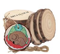MAHIONG 30 fette di legno naturale da 12-13 cm, fori preforati, dischi di legno non finiti con corda, cerchi rotondi in legno per artigianato, artigianato, decorazioni, matrimoni, Natale