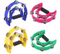 MAHIONG Set di 4 tamburelli a mezza luna da 22,9 x 19,7 cm, tamburelli policromi, tamburelli a doppia fila per adulti, tamburelli per musicisti, cantanti, lezioni di musica, gruppi musicali
