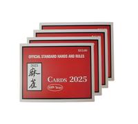 Mahjong Cards 2025, set di 4 pezzi di riferimento per le regole di stampa grandi, 11,9 x 15,5 x 1,9 cm, facile da leggere, punteggio Mahjong e guida manuale per principianti, pratica, gioco di