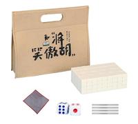 Mahjong cinese Set di piastrelle Mahjong - Piccolo pacchetto Mahjong da viaggio,Gioco da tavolo Mahjong, gioco di Mahjong per famiglie tra cui tovaglia, borsa per il trasporto, dadi, regg