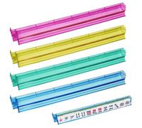 Mahjong Rack Mahjong Rack e Pusher Combo, Clear Multicolor Pushers, set di 4 organizer per memorie acriliche, accessori da gioco da tavolo, accessori Mah Jongg 47,5 x 8,1 x 3 cm