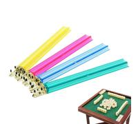 Mahjong Racks with Pushers, 4-Piece Set of 18.5 Inch US Mahjong Tile Racks, Modern Clear Acrylic Portable Holders with Built-In Pusher for Game Table Play, Storage, Travel, and Beginners Use