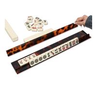Mahjong - Scaffale per piastrelle, in acrilico, resistente ai , con motivo tartarugato, con spintore, per giocatori, hobbisti, casa, sala giochi, riunioni, viaggi, centro comunitario