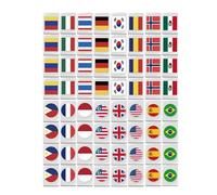 Mahjong - Set da viaggio, facile da usare, multiuso, set da gioco - Set di mattonelle con motivo bandiera blocchi di mattonelle, set di mattonelle puzzle puzzle blocchi da gioco per feste per adulti e