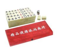 Mahjong - Set di pietre 144 pezzi portatili e completi, il gioco da tavolo Mahjong include 2 e 4 scaffali, per giochi di società serate in famiglia e viaggi
