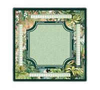 Mahjong Table Mat - Diatom Mud 80x80cm | Non-Slip Quiet Vintage Green | Tropical Plant Art | Game Table Cover For Poker Card Board Tile Playing Decor Themes