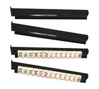 Mahjong Tile Holder Set of 4 - 18.62 Inch Mahjong Racks with Pushers - Polystyrene Majiang Dominoes Game Stands for Tabletop Family Game Nights Home Club Travel