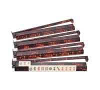 Mahjong Tile Rack - 4 Piece Anti Slip Organizer, Tortoiseshell Mahjong Rack with Pusher Game Accessory with Stable Design for Players Seniors Hobbyists Game Room Family Gathering Travel