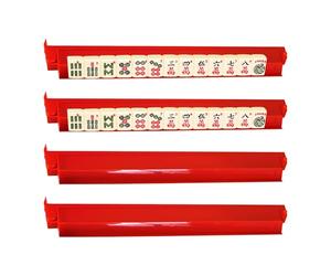 Mahjong Tile Racks and Pushers, 4-Piece Mahjong and Dominoes Game Stands, Tile Holder Set, Acrylic annd Wooden Accessories for Home House Travel Club Holiday Festive Play Game Night Fun annd Storage