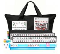 Mahjong Tile Set Completo Bonus: Mahjong Mnemonics e Frasi Segrete Tabella | Mahjong Tile Set completo con 166 piastrelle bianche, 4 rack all-in-one / pusher, indicatore del vento e manuale