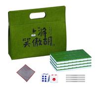 Mahjong Tile Set, Portable Board Game, Small Table Kit, Complete Tile Sets with Accessories Classic Green Style for Family Leisure, Travel Fun, Indoor Entertainment, Social Bonding