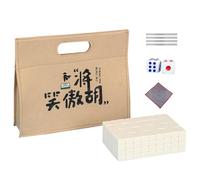 Mahjong Tile Set, Small Tabletop Mahjong Match Kit, 0.94x0.67 inches Complete Board with Tablecloth Ruler Dice and Bag, Family Game for Leisure, Travel, Home, Party Entertainment