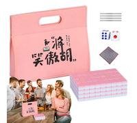 Mahjong Tile Set, Small Tabletop Mahjong Match Kit, 0.94x0.67 inches Complete Board with Tablecloth Ruler Dice and Bag, Family Game for Leisure, Travel, Home, Party Entertainment